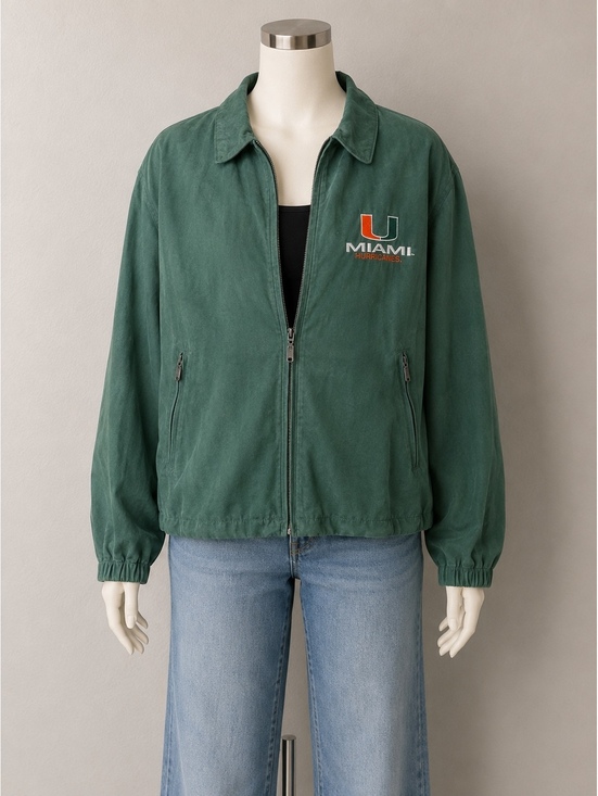 Other - Active Miami Hurricanes Full Zip Jacket Men’s XL Green Embroidered Windbreaker